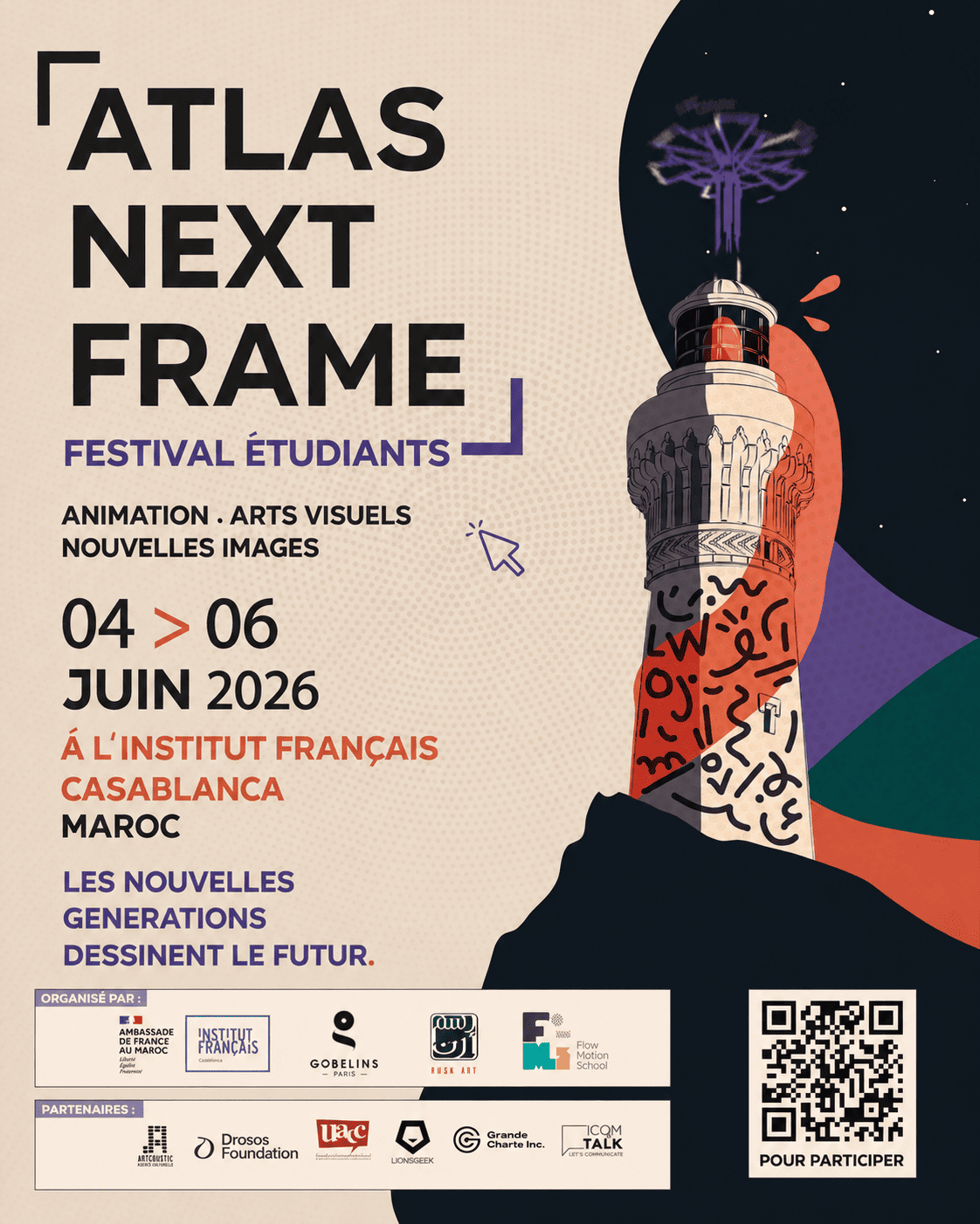 Affiche du festival Atlas Next Frame, édition I, juin 2026