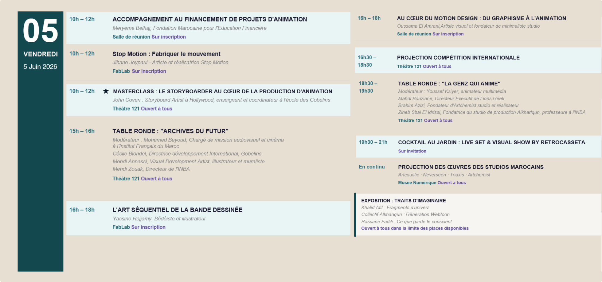 Programme du jour 2